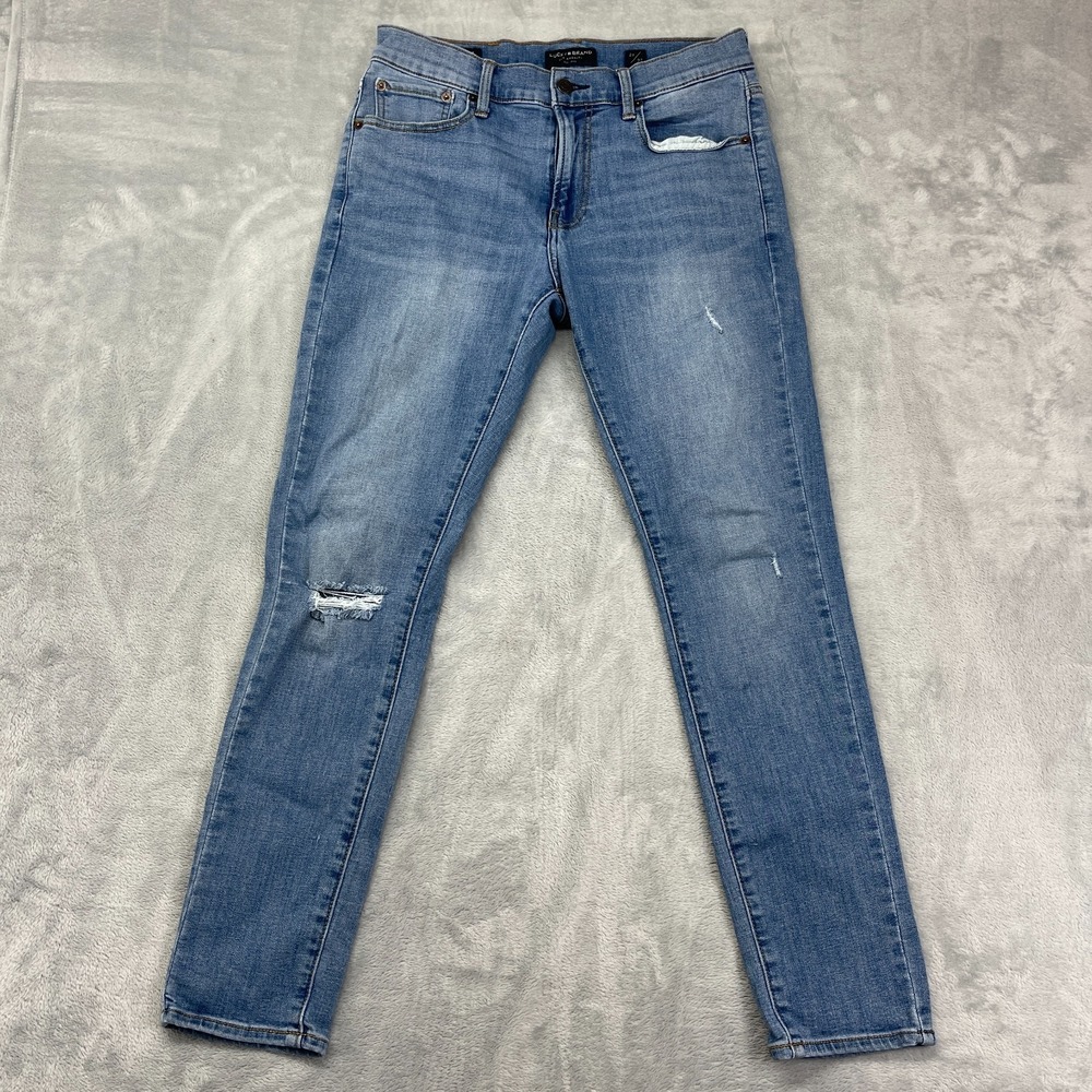 Lucky Brand 411 Taper Jeans Womens 29/30 Blue Denim Athletic Distressed Outdoor